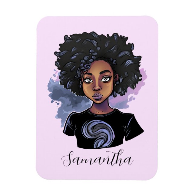 Ímã Mulher Afro-Americana Personalizada (Vertical)