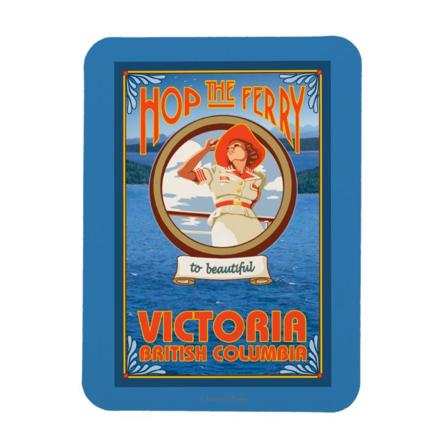 Ímã Mulher Andando Ferry - Victoria, BC Canadá (Vertical)