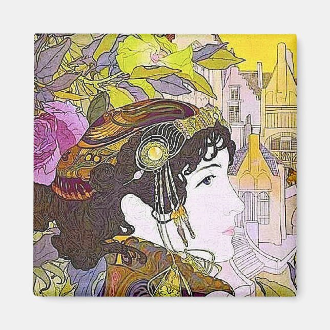 Imã Mulher Art Nouveau (Frente)