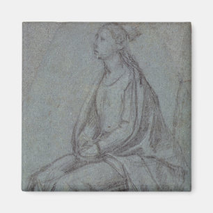 Imã Mulher assentada, c.1514 (giz preto & branco em