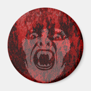 Imã Mulher assustada do vampiro no ímã redondo de sang