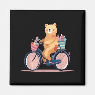 Imã Mulher Bonita de Bicicleta com Gráfico de Urso Ted