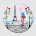 Imã Mulher bonito Em Partidas Eiffel Torre Magnet<br><div class="desc">Magnets com Mulher Bonito e Balão de Coração Rosa - Adoro Paris - Magneta Romântica Eiffel Torre - ou Escolha / Adicione Seu Texto / Fonte / Cor Única - Faça seu Presente Especial - Redimensionar e mover ou remover e adicionar elementos - Imagem / texto com a ferramenta Personalização!...</div>