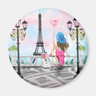 Imã Mulher bonito Em Partidas Eiffel Torre Magnet