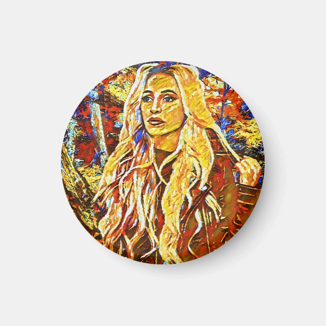 Imã Mulher Caminhando Em Park Abstrato Impressionista  (Frente)