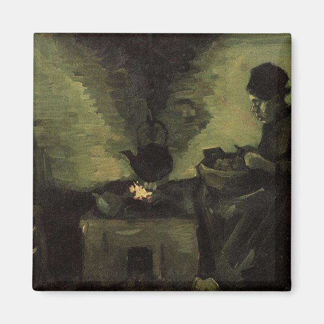 Imã Mulher camponesa junto à lareira Vincent van Gogh (Frente)