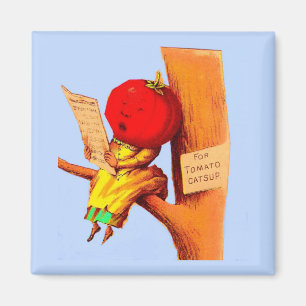 Imã Mulher-chefe de tomate com cartão vitorioso