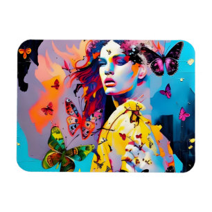 Ímã Mulher Colorida e Borboletas