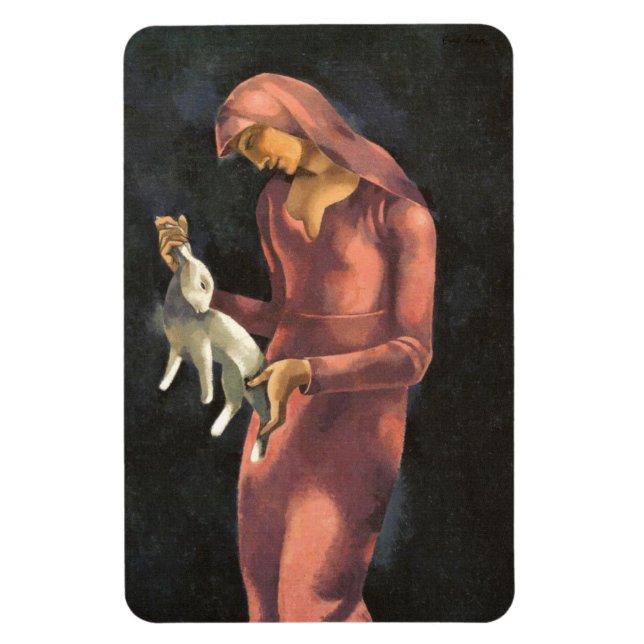 Ímã Mulher com coelho (Vertical)