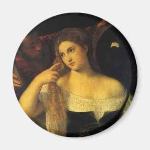 Imã Mulher com espelho de Titian, Renascença Vintage