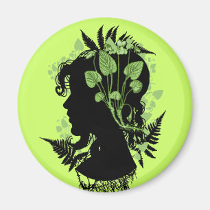 Imã Mulher com Folhas e Vinhas