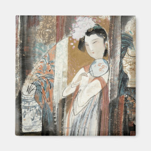 Imã Mulher com gancho de cabelo floral