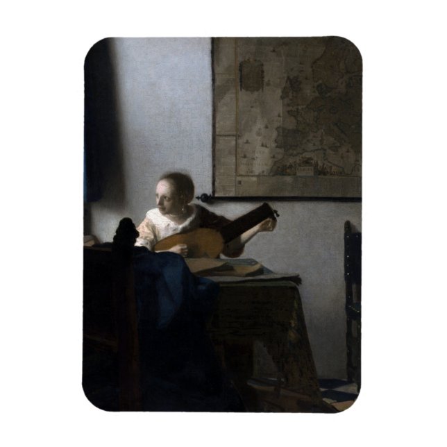 Ímã Mulher com Lute Johannes Vermeer (Vertical)