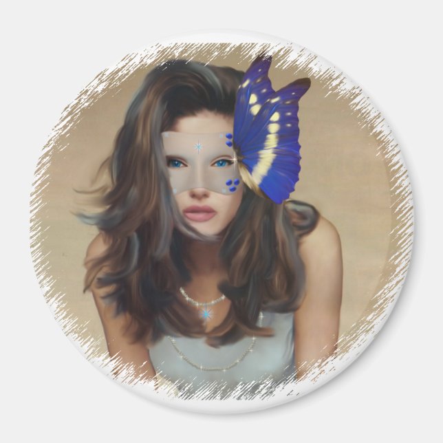 Imã Mulher com máscara de borboleta (Frente)