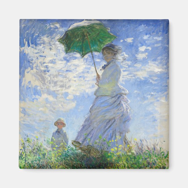 Imã Mulher com Parasol, Madame Monet e seu filho (Frente)