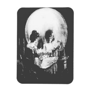 Ímã Mulher com Reflexo Crânio de Halloween Espelhada