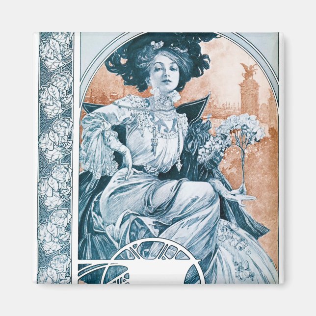 Imã Mulher com Rosa, Mucha (Frente)