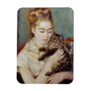 Ímã Mulher com um gato por Pierre-Auguste Renoir