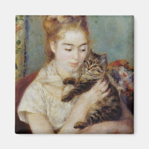 Imã Mulher com um gato por Pierre-Auguste Renoir