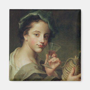 Imã Mulher com um vidro do vinho