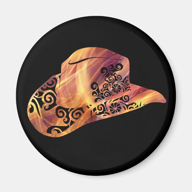 Imã Mulher Cowboy Cowboy Chapéu Magro Cor Arte Leve (Frente)