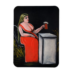 Ímã Mulher Curvy com uma Cama de Cerveja