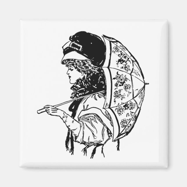 Imã Mulher da Regência Vitoriana com Retrato Parasol (Frente)