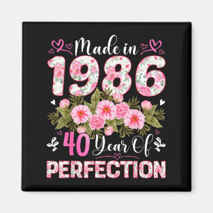 Imã Mulher de 40 Anos Feita Em 1986 Floral 40º Anivers