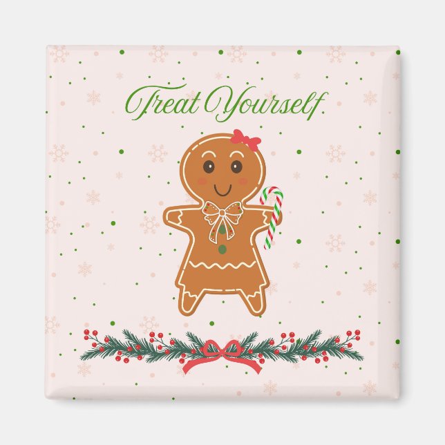 Imã Mulher de Biscoito de Gengibre de Natal (Frente)