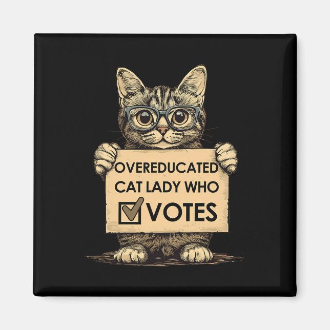 Imã Mulher de Gato com Excesso de Educação que Vota (Frente)
