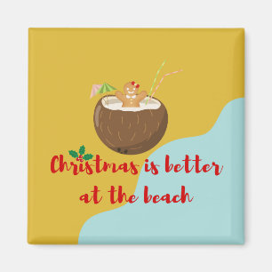 Imã Mulher de gengibre de Natal na praia
