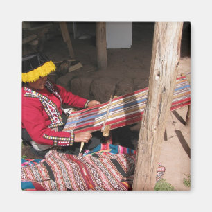 Imã Mulher de Ïnka no tear de Backstrap
