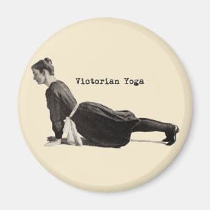 Imã Mulher de Yoga Vintage Fazendo a Pose de Cão Virad
