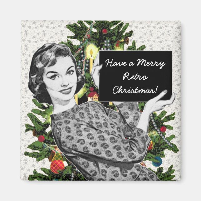 Imã Mulher dos anos 50 com sinal de Natal (Frente)