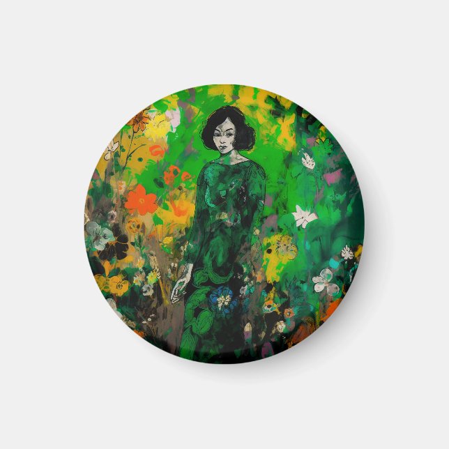 Imã mulher em campo colorido (Frente)