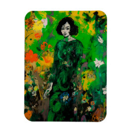 Ímã mulher em campo colorido