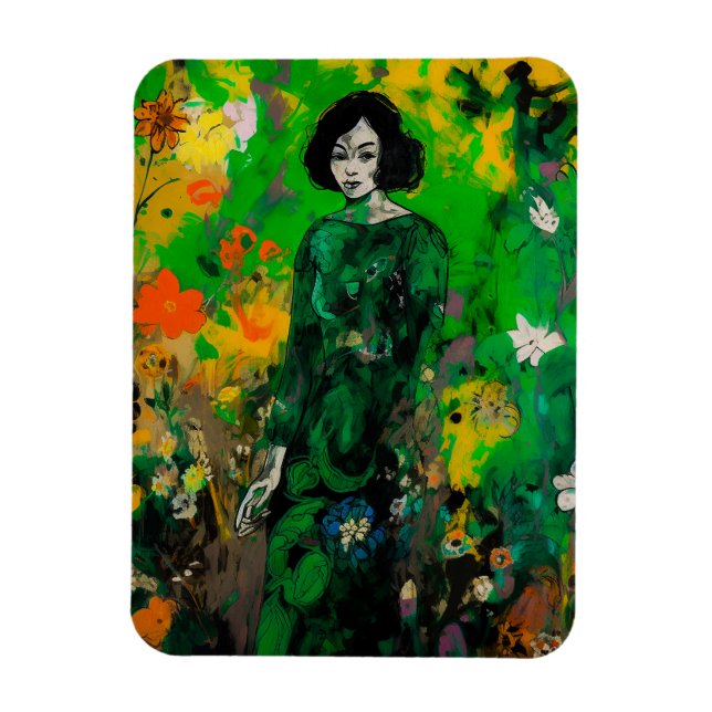 Ímã mulher em campo colorido (Vertical)