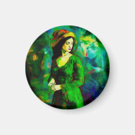 Imã Mulher em Chapéu