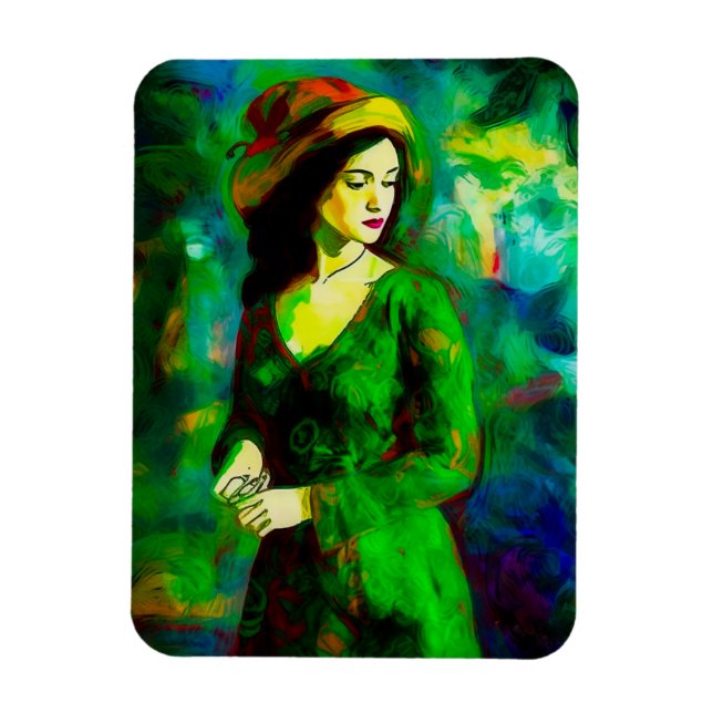 Ímã Mulher em Chapéu (Vertical)