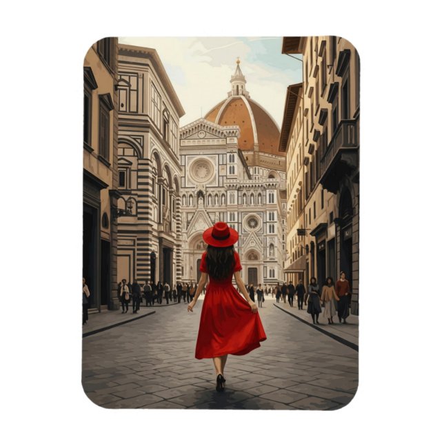 Ímã Mulher em Florença Itália Viagem (Vertical)