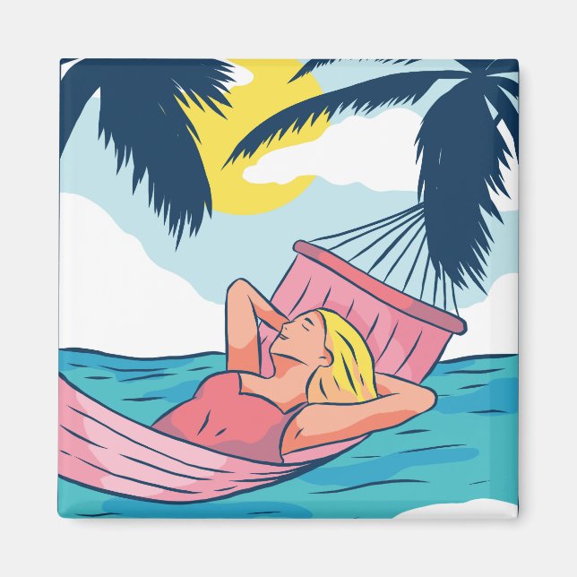 Imã Mulher em Hammock na Praia (Frente)