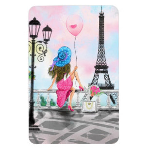 Ímã Mulher Em Paris Eiffel Tower Magnet Gift