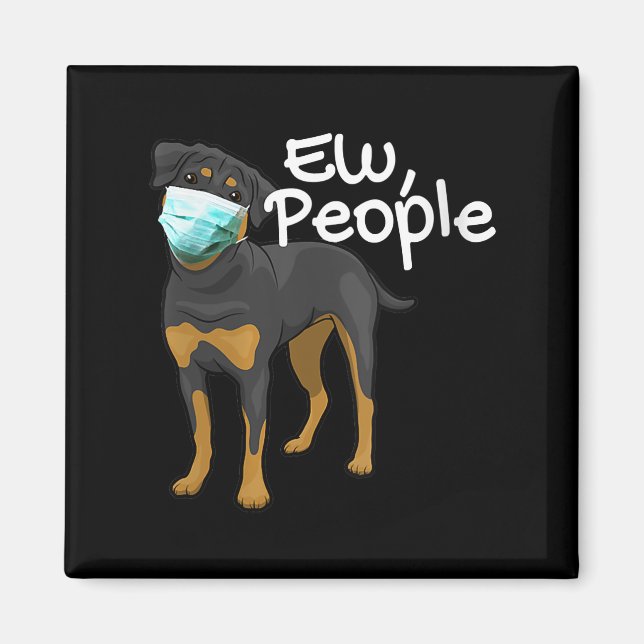 Imã Mulher Engraçada Cachorro Vestindo Sinal de Máscar (Frente)