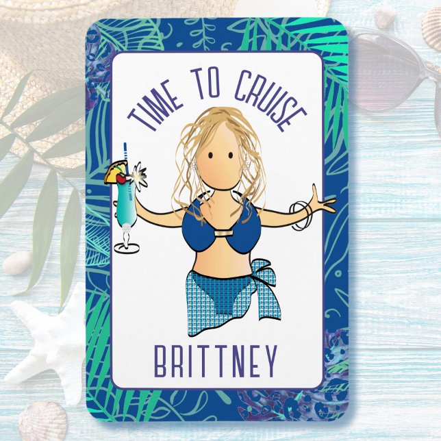 Ímã Mulher engraçada do desenho animado bebendo cruz c (Criador carregado)