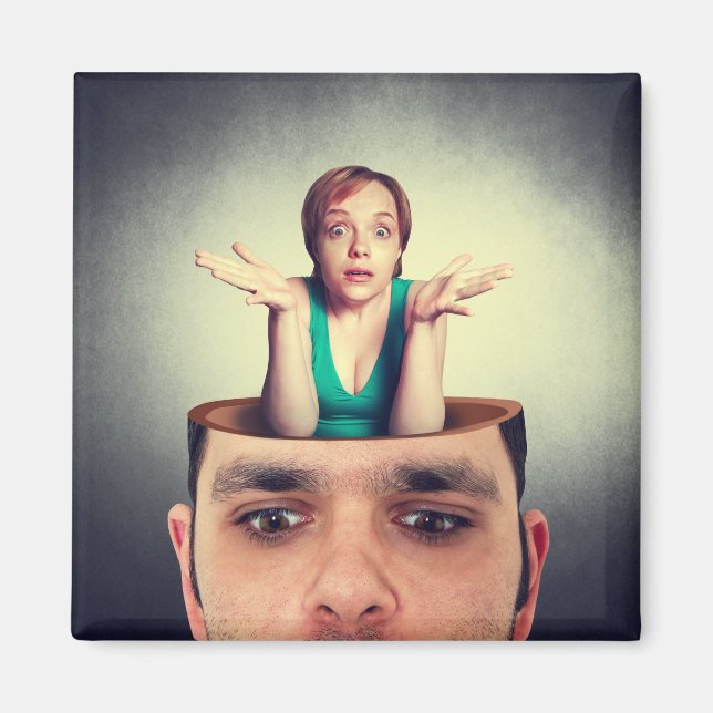 Imã Mulher engraçada na cabeça do homem (Frente)