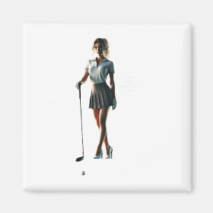 Imã Mulher Golfer Segurando Um Clube De Golfe E Vestin