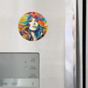 Imã Mulher Hippie Psicodélica dos Anos 60 e 70