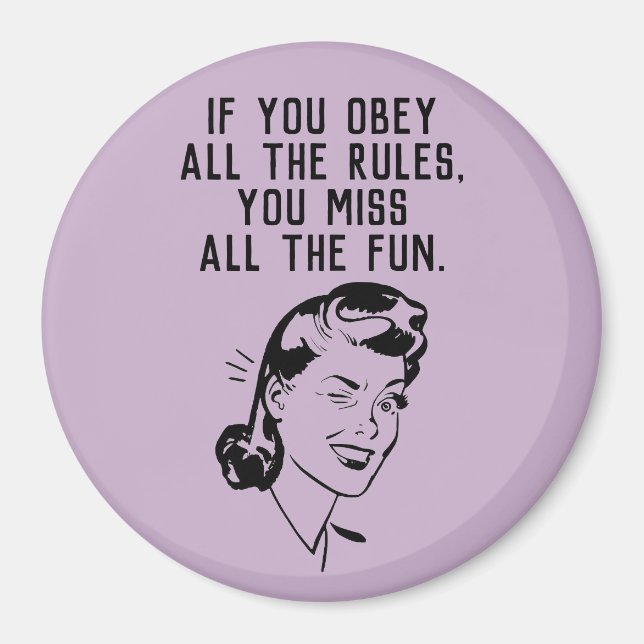 Imã Mulher Ímã Quebradora de Regras Retro (Frente)