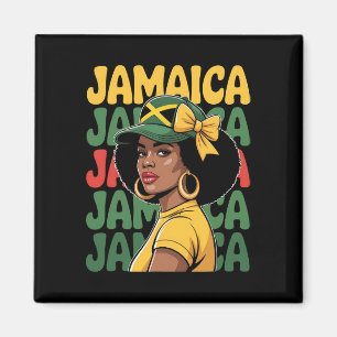 Imã Mulher Jamaicana Garota Bandeira Jamaicana Férias