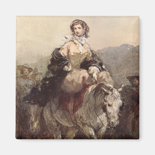 Imã Mulher jovem em um cavalo (Frente)